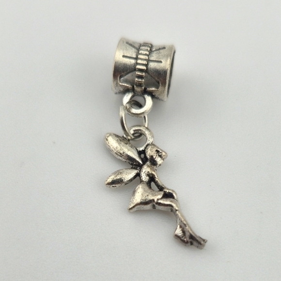 Silver Tone Fairy Tinkerbell Charm Pendant Bead for Bracelet or Necklace - Picture 1 of 1